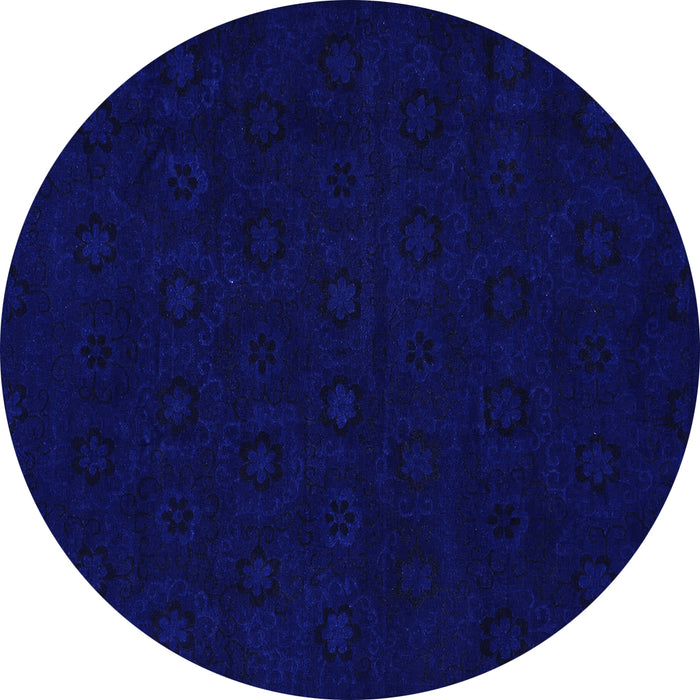 Round Machine Washable Abstract Blue Modern Rug, wshabs108blu