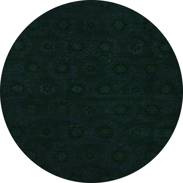 Round Machine Washable Abstract Green Modern Area Rugs, wshabs108grn