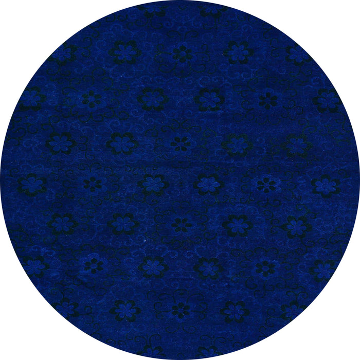 Round Machine Washable Abstract New Midnight Blue Rug, wshabs108