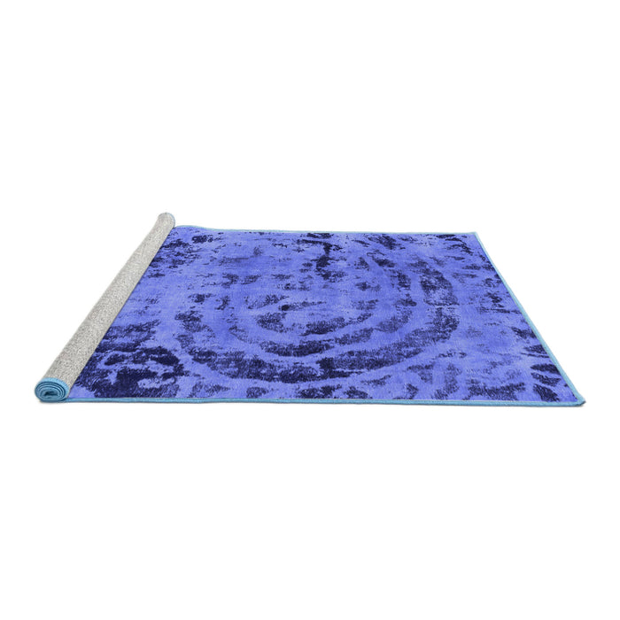 Sideview of Machine Washable Abstract Blue Modern Rug, wshabs1090blu