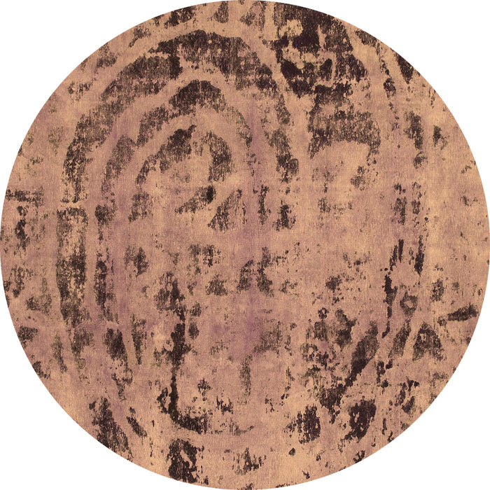 Round Machine Washable Abstract Brown Modern Rug, wshabs1090brn