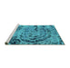 Sideview of Machine Washable Abstract Turquoise Modern Area Rugs, wshabs1090turq