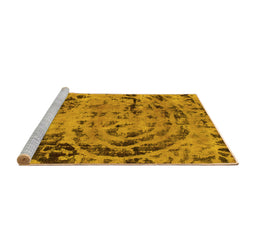 Sideview of Machine Washable Abstract Yellow Modern Rug, wshabs1090yw