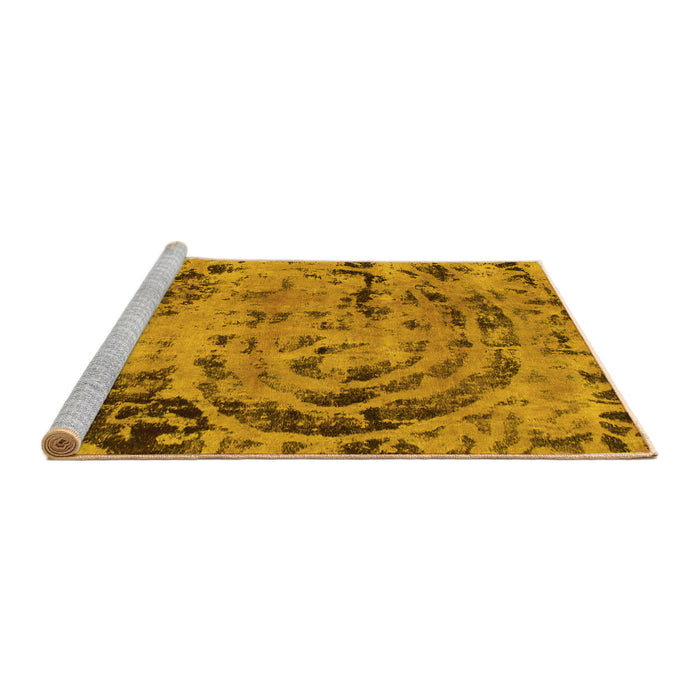 Sideview of Machine Washable Abstract Yellow Modern Rug, wshabs1090yw
