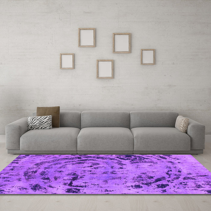 Machine Washable Abstract Purple Modern Area Rugs in a Living Room, wshabs1090pur