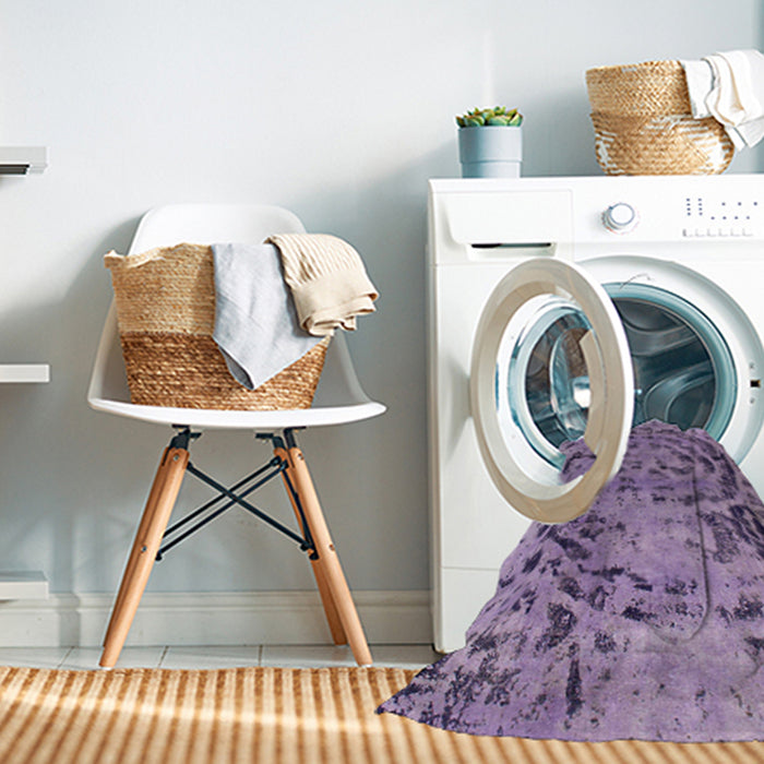Machine Washable Abstract Purple Rug in a Washing Machine, wshabs1090