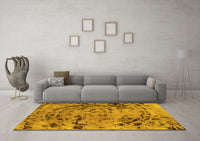 Machine Washable Abstract Yellow Modern Rug, wshabs1090yw