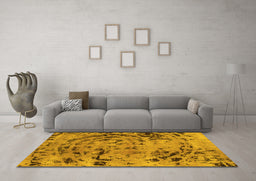 Machine Washable Abstract Yellow Modern Rug in a Living Room, wshabs1090yw