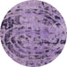 Round Machine Washable Abstract Purple Rug, wshabs1090