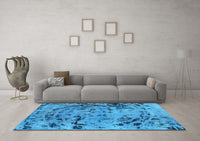 Machine Washable Abstract Light Blue Modern Rug, wshabs1090lblu