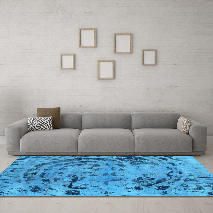Machine Washable Abstract Light Blue Modern Rug in a Living Room, wshabs1090lblu