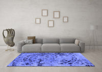 Machine Washable Abstract Blue Modern Rug, wshabs1090blu