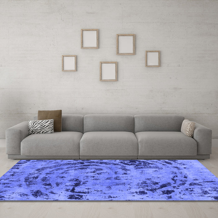 Machine Washable Abstract Blue Modern Rug in a Living Room, wshabs1090blu