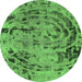 Round Abstract Green Modern Rug, abs1090grn