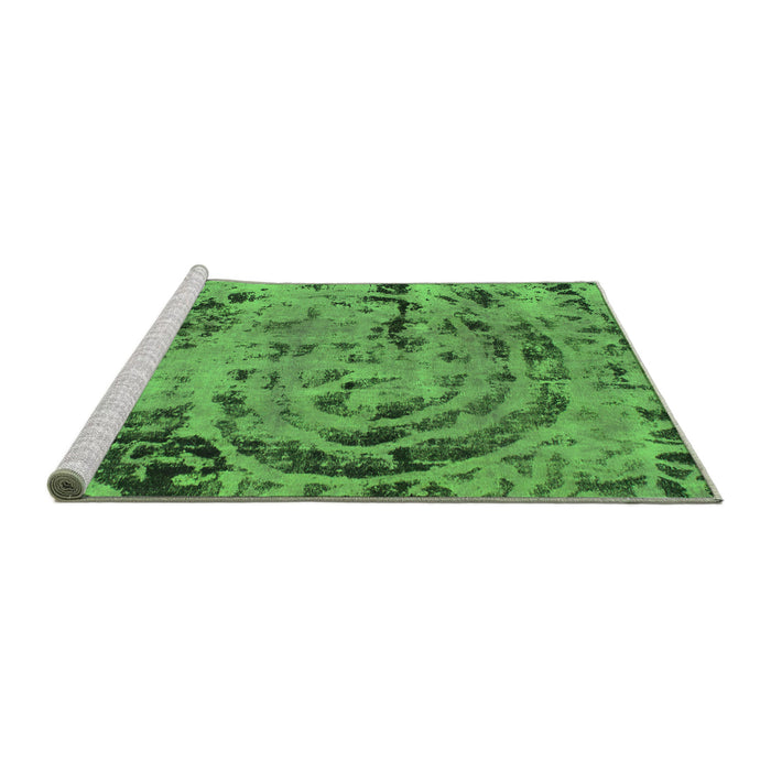 Sideview of Machine Washable Abstract Green Modern Area Rugs, wshabs1090grn