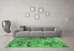 Machine Washable Abstract Emerald Green Modern Area Rugs in a Living Room,, wshabs1090emgrn