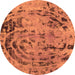 Round Machine Washable Abstract Orange Modern Area Rugs, wshabs1090org