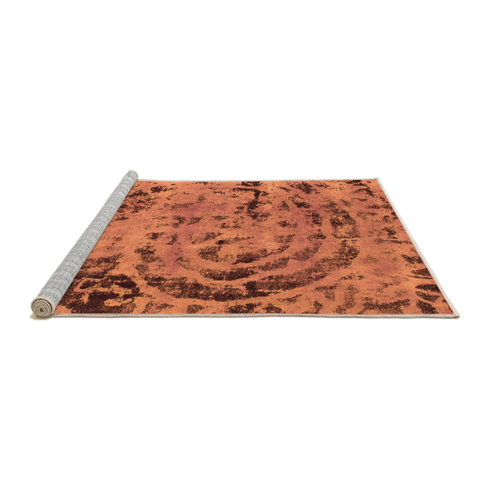 Sideview of Machine Washable Abstract Orange Modern Area Rugs, wshabs1090org