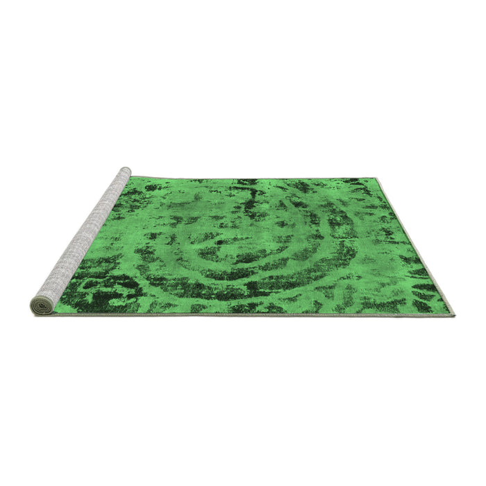 Sideview of Machine Washable Abstract Emerald Green Modern Area Rugs, wshabs1090emgrn