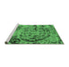 Sideview of Machine Washable Abstract Emerald Green Modern Area Rugs, wshabs1090emgrn