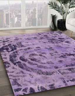 Machine Washable Abstract Purple Rug in a Family Room, wshabs1090