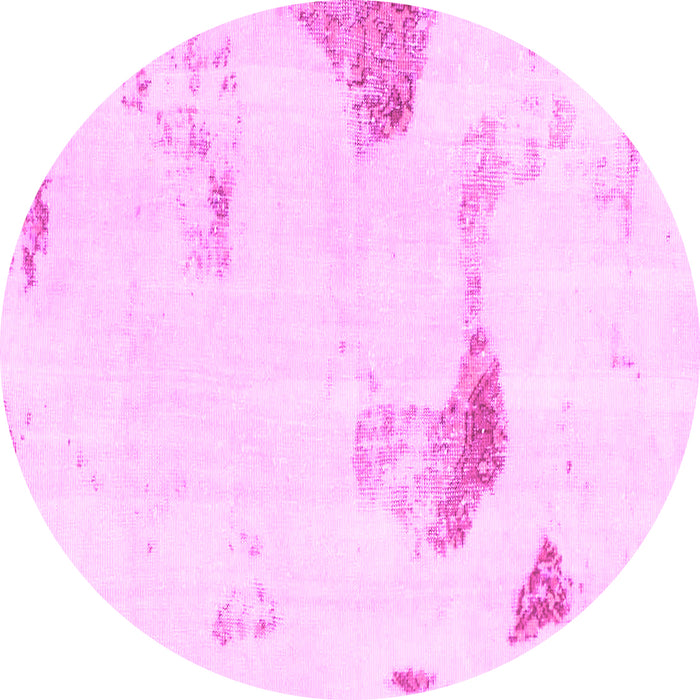 Round Machine Washable Solid Pink Modern Rug, wshabs1091pnk