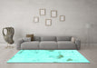 Machine Washable Solid Turquoise Modern Area Rugs in a Living Room,, wshabs1091turq