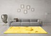 Machine Washable Solid Yellow Modern Rug in a Living Room, wshabs1091yw