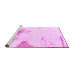 Sideview of Machine Washable Solid Pink Modern Rug, wshabs1091pnk