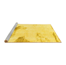 Sideview of Machine Washable Solid Yellow Modern Rug, wshabs1091yw
