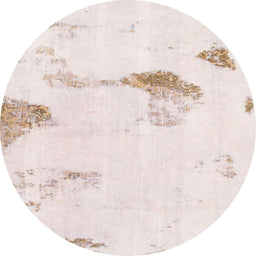Round Machine Washable Abstract Pink Rug, wshabs1091