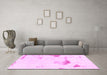 Machine Washable Solid Pink Modern Rug in a Living Room, wshabs1091pnk