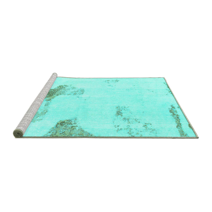 Sideview of Machine Washable Solid Turquoise Modern Area Rugs, wshabs1091turq