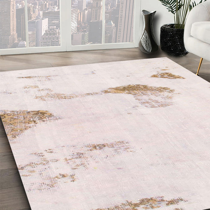 Machine Washable Abstract Pink Rug in a Family Room, wshabs1091