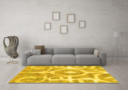 Machine Washable Abstract Yellow Modern Rug in a Living Room, wshabs1092yw