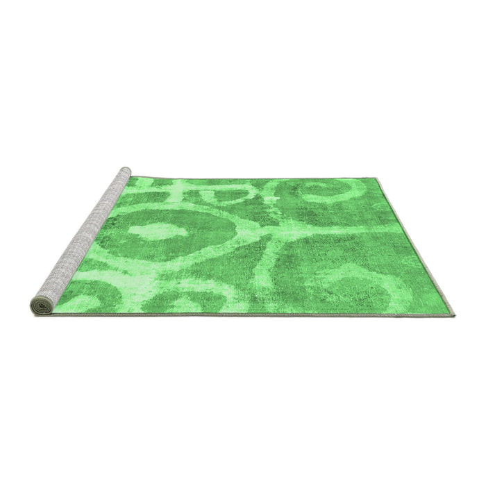 Sideview of Machine Washable Abstract Emerald Green Modern Area Rugs, wshabs1092emgrn