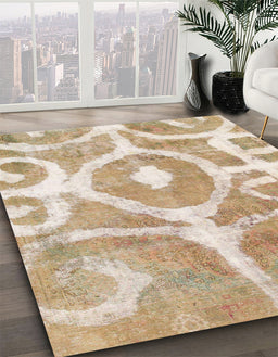 Machine Washable Abstract Desert Sand Beige Rug in a Family Room, wshabs1092