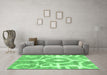 Machine Washable Abstract Emerald Green Modern Area Rugs in a Living Room,, wshabs1092emgrn