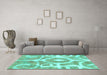 Machine Washable Abstract Turquoise Modern Area Rugs in a Living Room,, wshabs1092turq