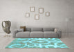Machine Washable Abstract Light Blue Modern Rug in a Living Room, wshabs1092lblu