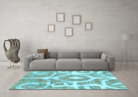 Machine Washable Abstract Light Blue Modern Rug, wshabs1092lblu