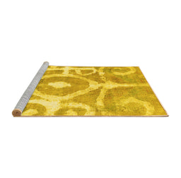 Sideview of Machine Washable Abstract Yellow Modern Rug, wshabs1092yw