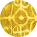 Round Abstract Yellow Modern Rug, abs1092yw