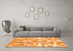 Machine Washable Abstract Orange Modern Area Rugs in a Living Room, wshabs1092org