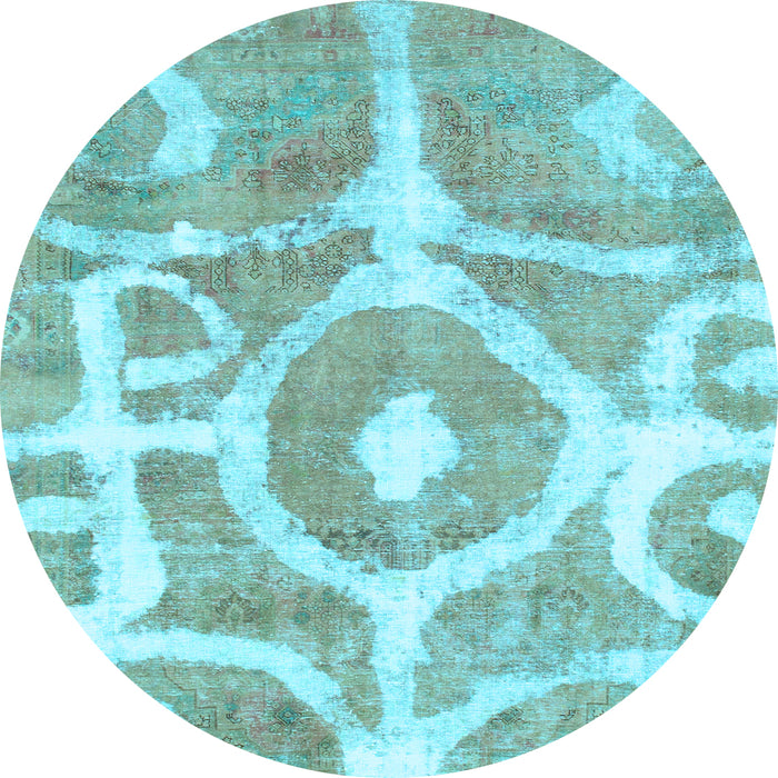 Round Abstract Light Blue Modern Rug, abs1092lblu