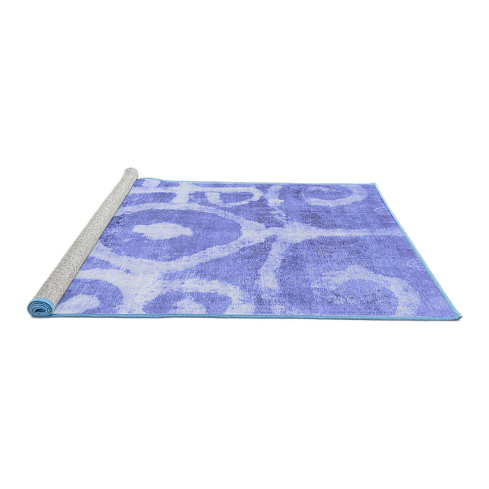 Sideview of Machine Washable Abstract Blue Modern Rug, wshabs1092blu