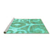 Sideview of Machine Washable Abstract Turquoise Modern Area Rugs, wshabs1092turq