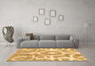 Machine Washable Abstract Brown Modern Rug in a Living Room,, wshabs1092brn