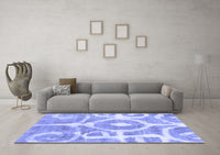 Machine Washable Abstract Blue Modern Rug, wshabs1092blu