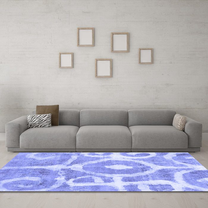 Machine Washable Abstract Blue Modern Rug in a Living Room, wshabs1092blu